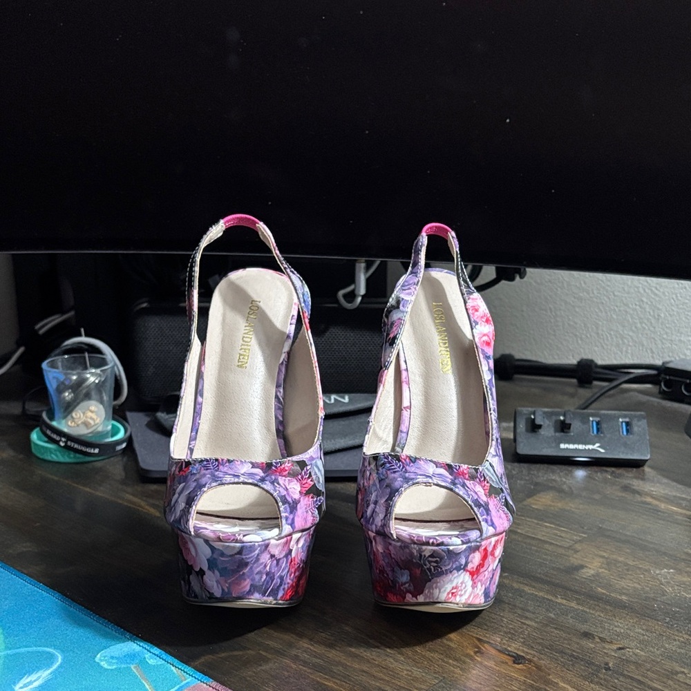 Vibrant Floral Platform Heels